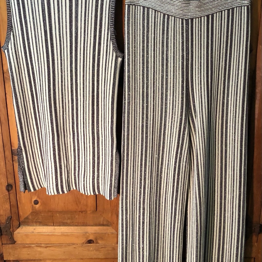 House of Harlow 1960 Striped Wide Leg Jumpsuit - Black and White